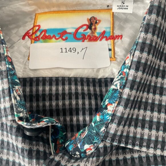 Robert Graham Mens Houndstooth Dress Shirt With Floral Trim Size M - Picture 16 of 16